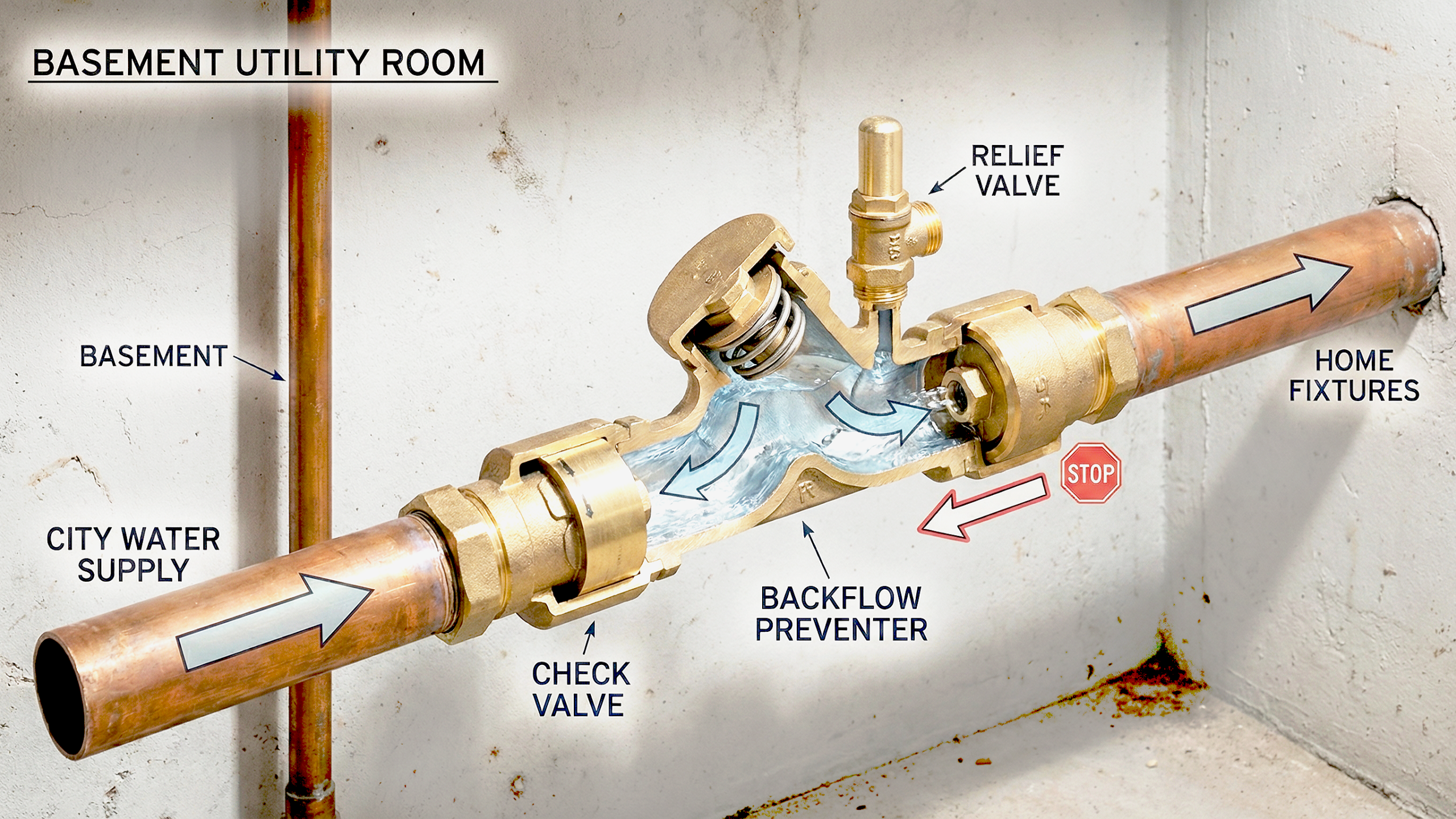 Backflow prevention valve illustration