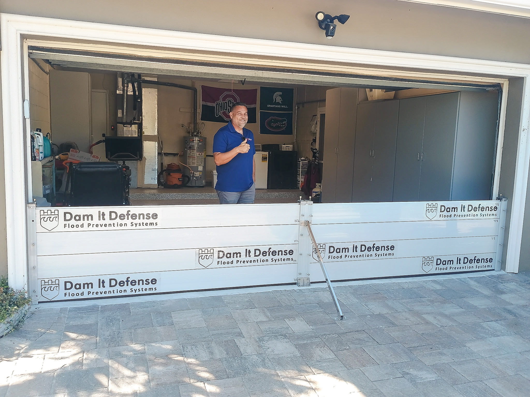 Snell Isle flood barriers system on a home garage with professional installation